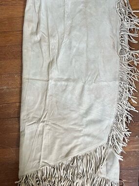 Fringe light tan Suede Cream wrap Skirt - Women